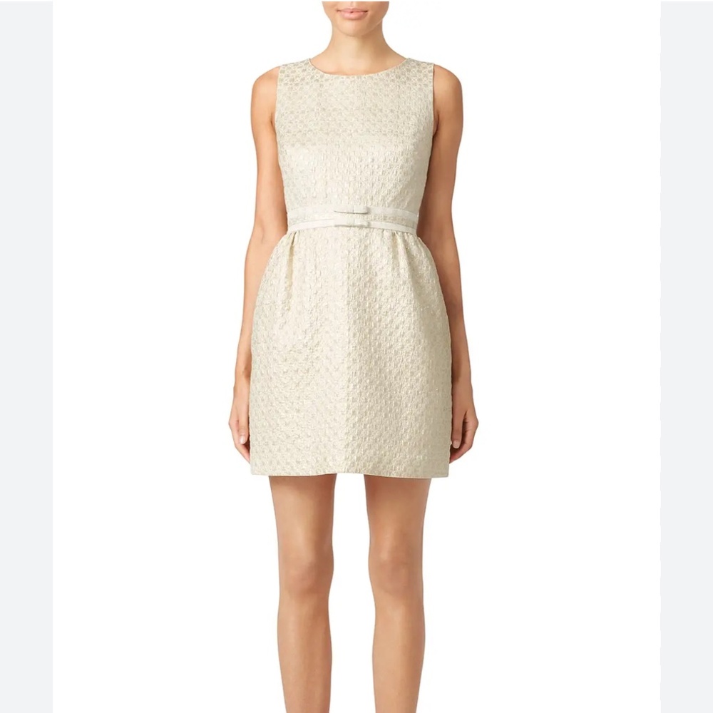 Anthropologie Erin Fetherston dress jacquard gold size 6